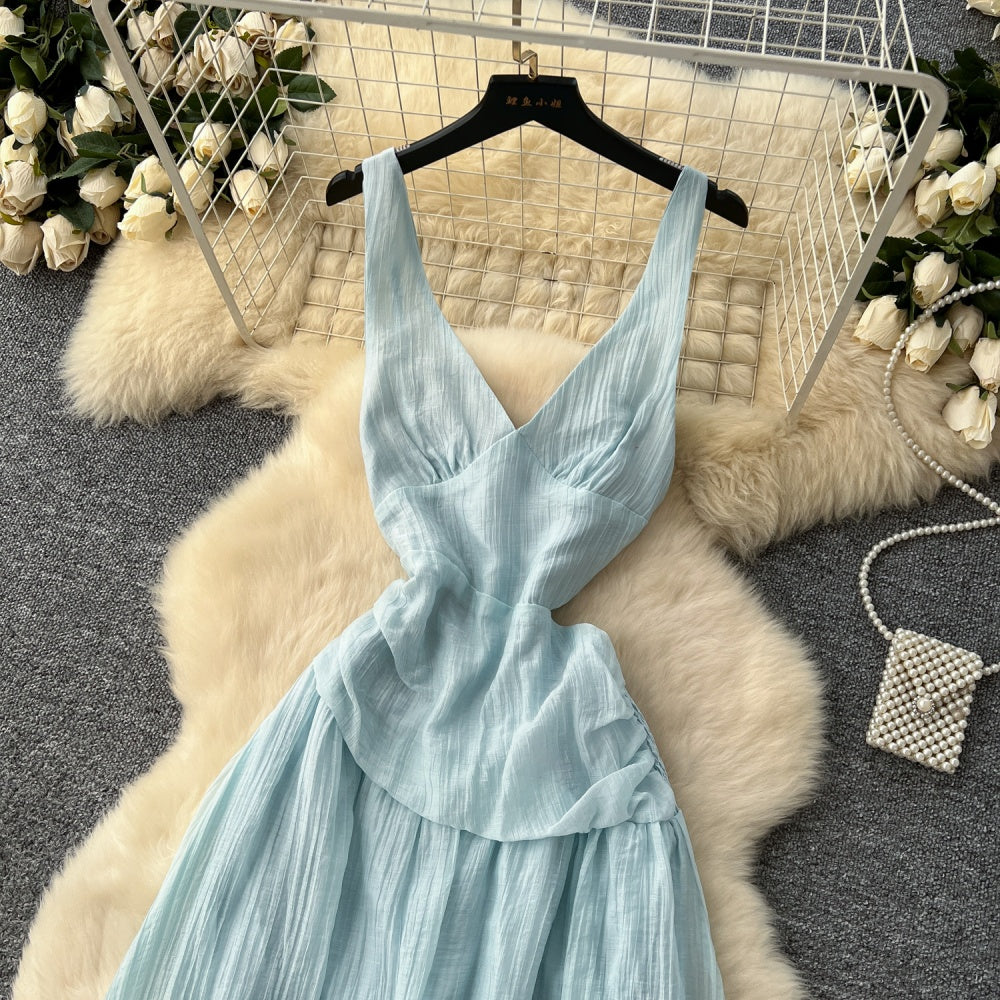 CM-DY041692 Women Elegant Seoul Style Halter Neckline Sleeveless High Waist Slim Dress (Available in 5 colors)