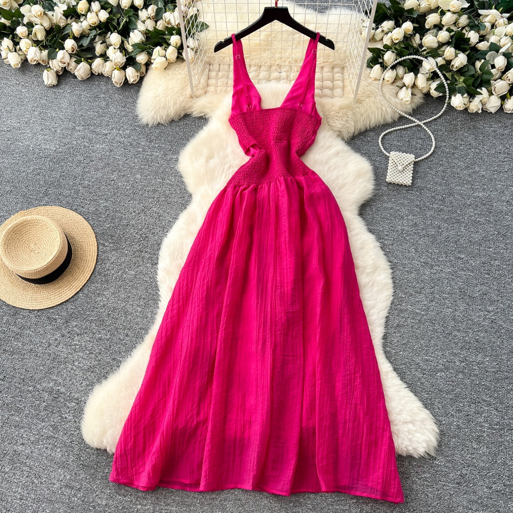 CM-DY041692 Women Elegant Seoul Style Halter Neckline Sleeveless High Waist Slim Dress (Available in 5 colors)