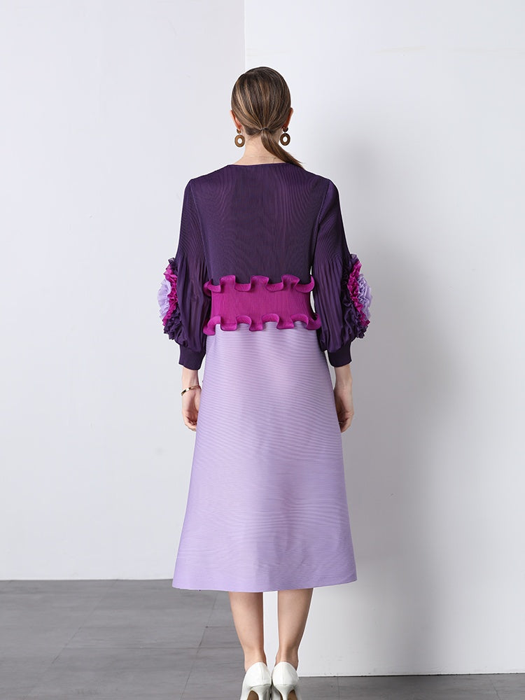 CM-DY045446 Women Elegant European Style Round Neck Lantern Sleeve Long Cupcake Dress (Available in 8 colors)