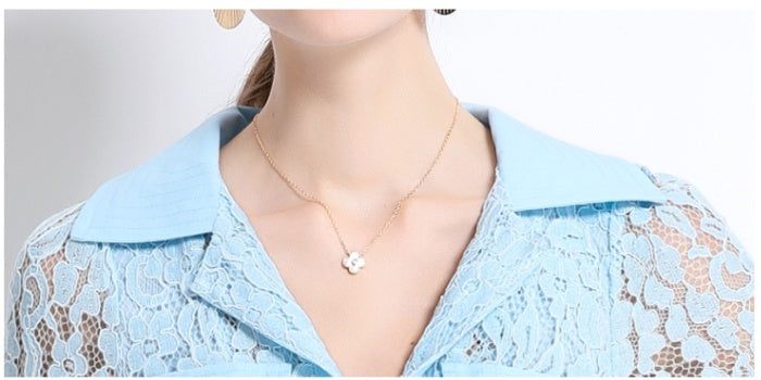 CM-DY045859 Women Elegant European Style Lapel Neckline Short Sleeve High Waist A-Line Dress With Belt - Light Blue