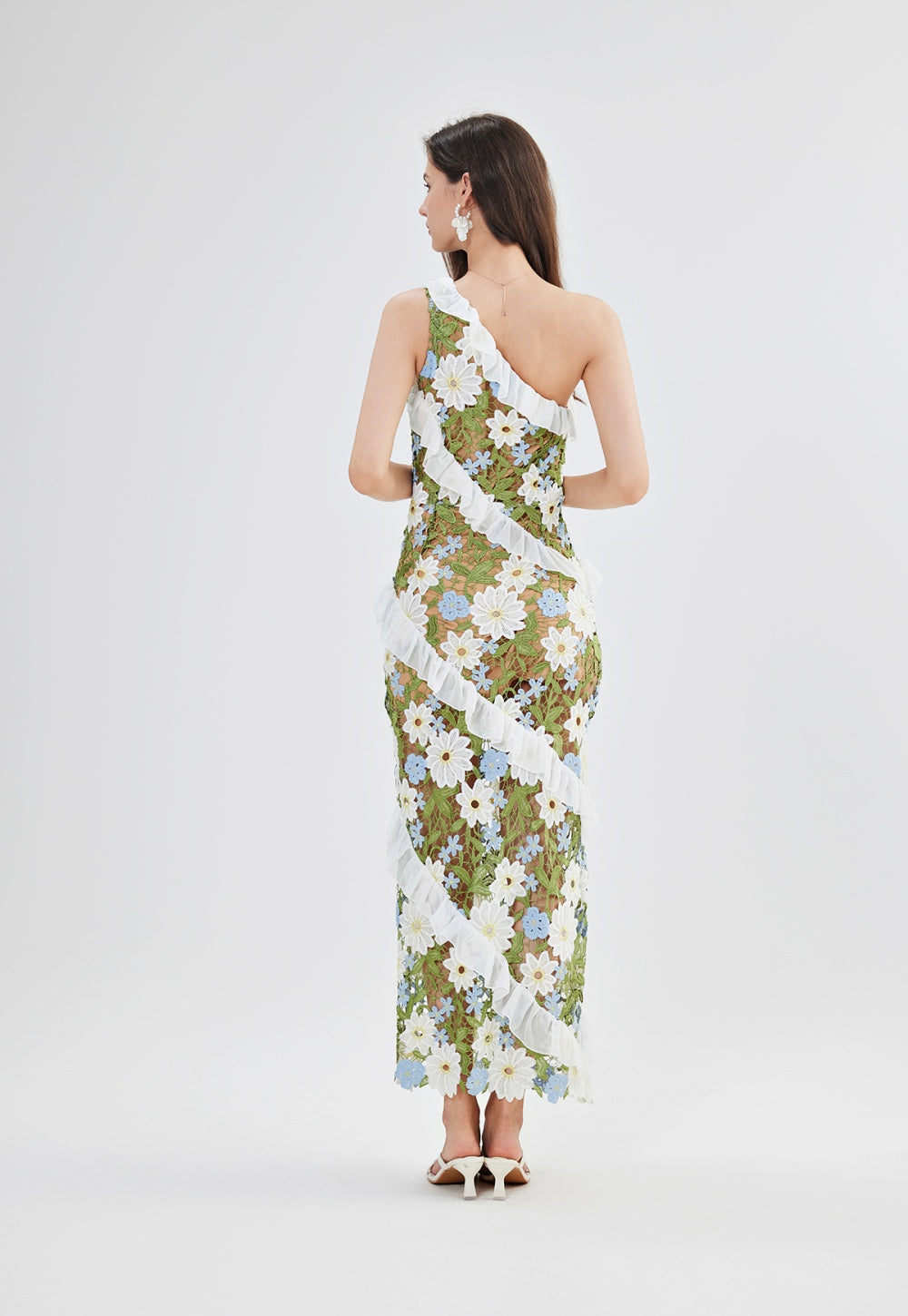 CM-DY047154 Women Trendy Bohemian Style Embroidered Oblique Collar One Shoulder Slim Long Dress (Available in 2 colors)