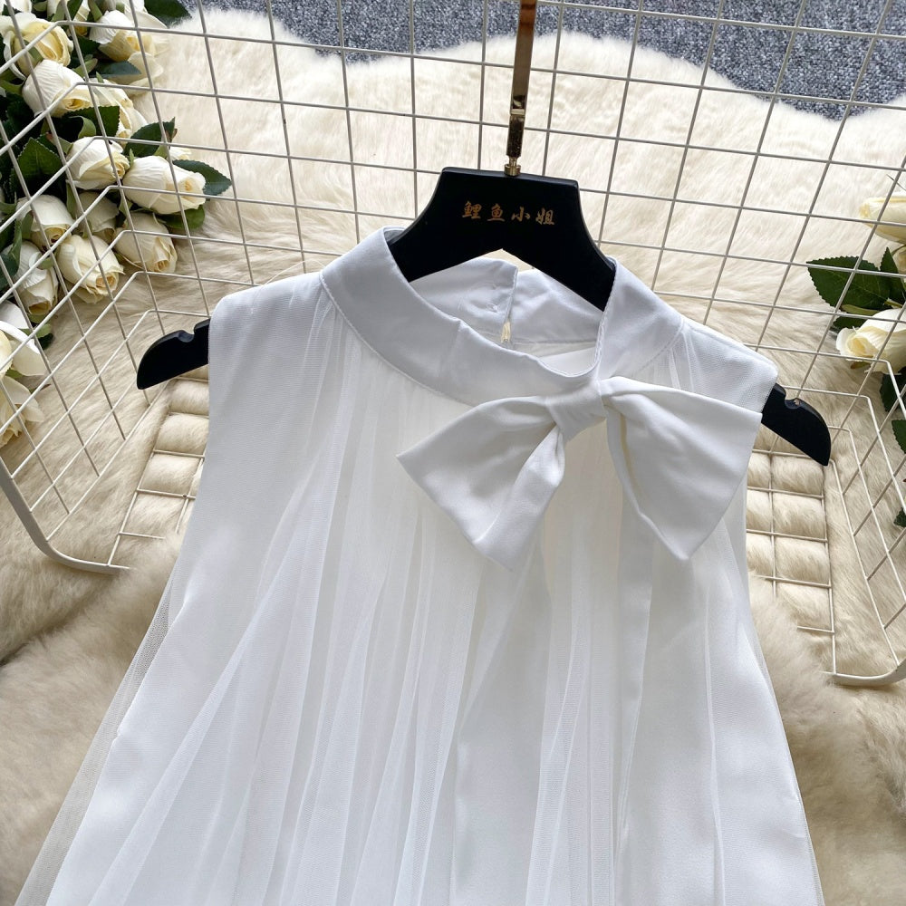 CM-DY047559 Women Elegant European Style Butterfly Decor Halter Sleeveless Bow Gauze Dress (Available in 4 colors)