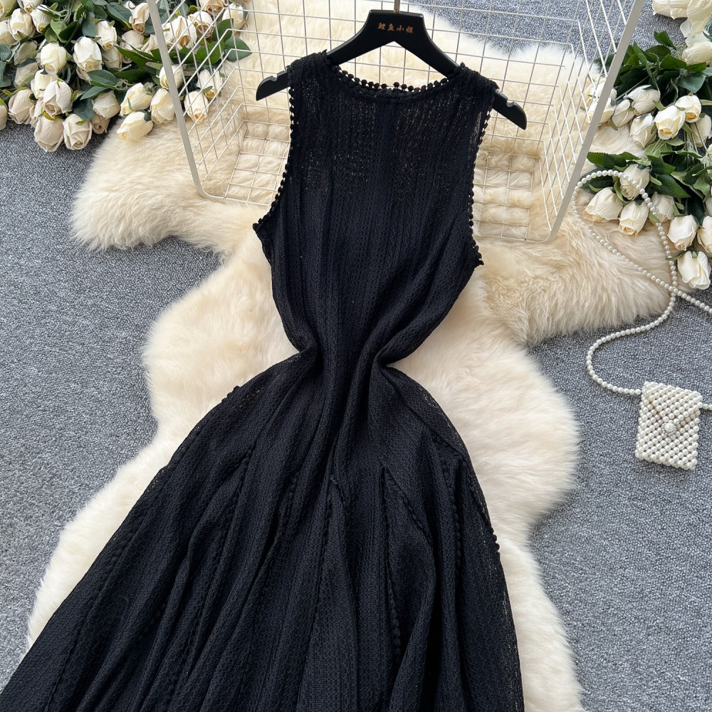 CM-DY047569 Women Elegant European Style Knitted Sleeveless High Waist Slim Midi Dress (Available in 2 colors)