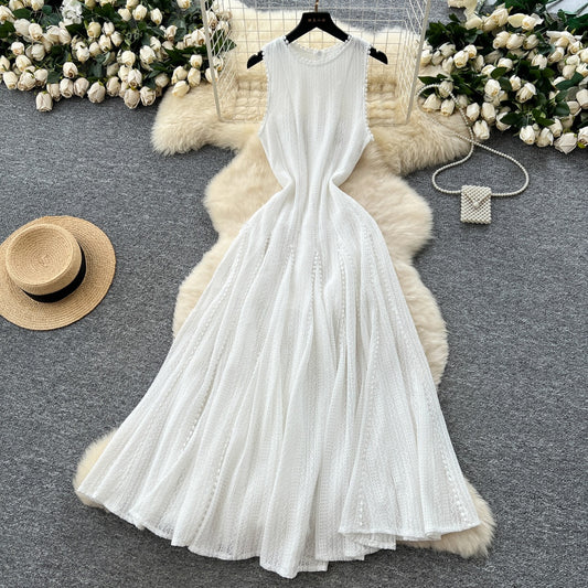 CM-DY047569 Women Elegant European Style Knitted Sleeveless High Waist Slim Midi Dress (Available in 2 colors)