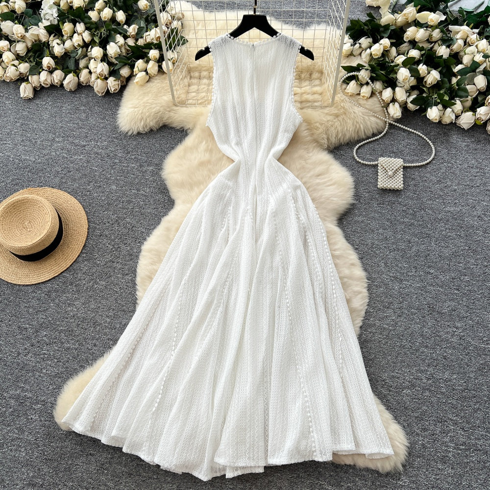 CM-DY047569 Women Elegant European Style Knitted Sleeveless High Waist Slim Midi Dress (Available in 2 colors)