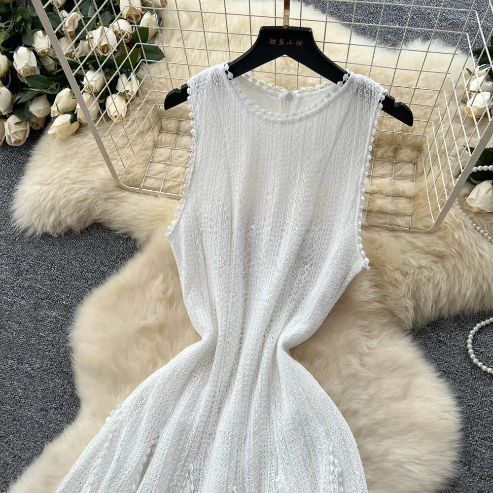 CM-DY047569 Women Elegant European Style Knitted Sleeveless High Waist Slim Midi Dress (Available in 2 colors)