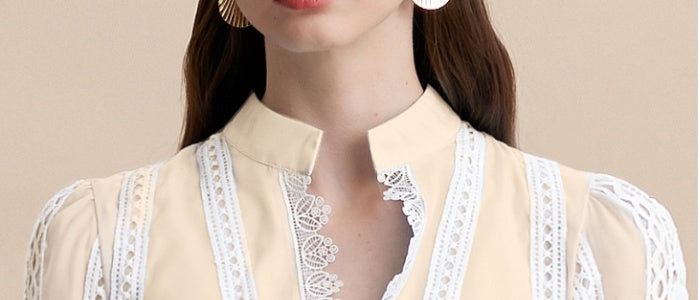 CM-DY054271 Women Elegant European Style Embroidery V-Neck Long Sleeve Pinched Waist Maxi Dress - Apricot