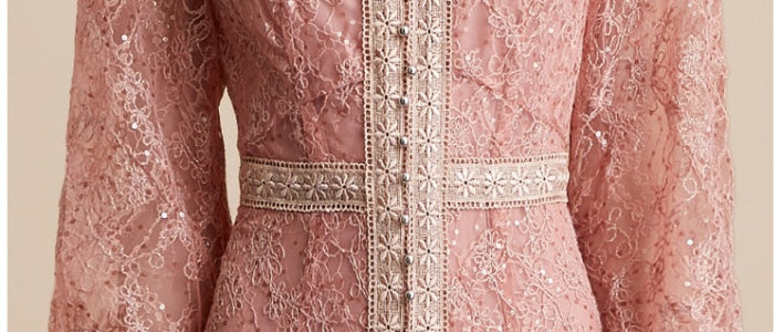 CM-DY054273 Women Elegant European Style V-Neck Long Sleeve Pinched Waist Long Dress - Red