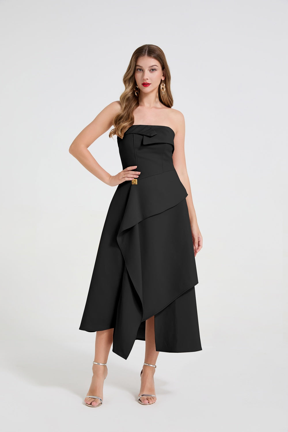 CM-DY060397 Women Elegant European Style Wrapped Sleeveless High Waist Midi Dress (Available in 2 colors)