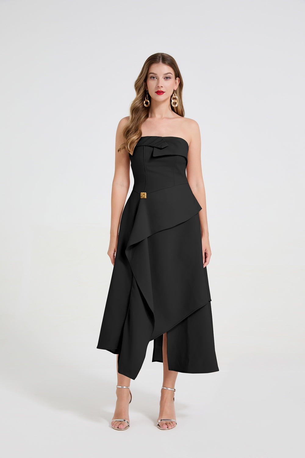 CM-DY060397 Women Elegant European Style Wrapped Sleeveless High Waist Midi Dress (Available in 2 colors)