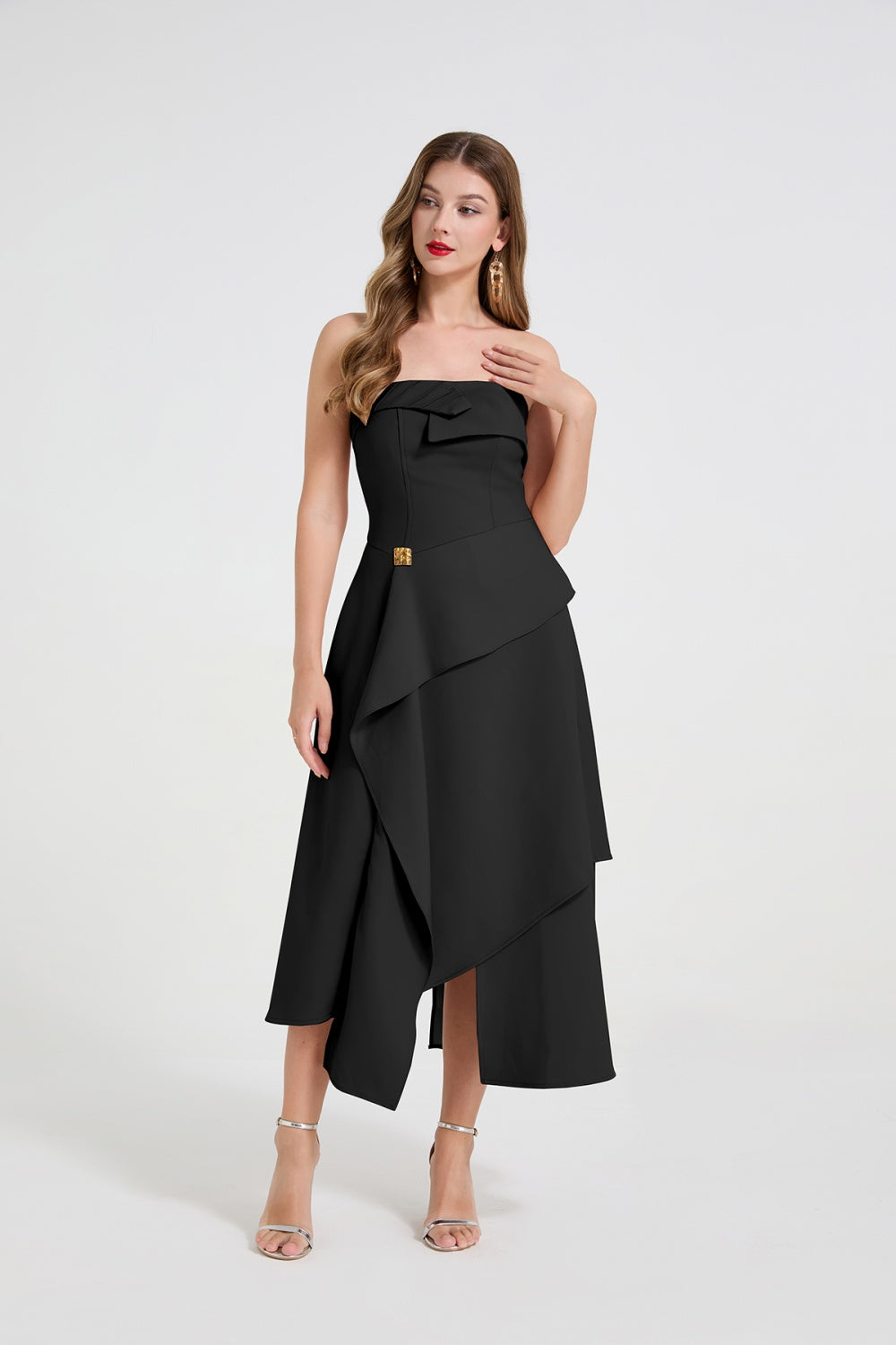 CM-DY060397 Women Elegant European Style Wrapped Sleeveless High Waist Midi Dress (Available in 2 colors)