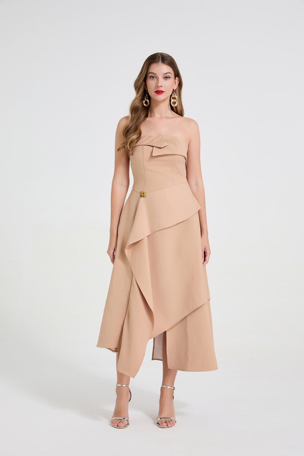 CM-DY060397 Women Elegant European Style Wrapped Sleeveless High Waist Midi Dress (Available in 2 colors)