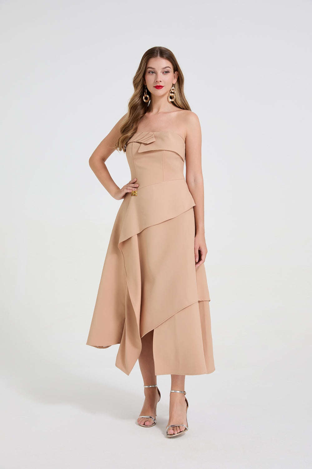 CM-DY060397 Women Elegant European Style Wrapped Sleeveless High Waist Midi Dress (Available in 2 colors)