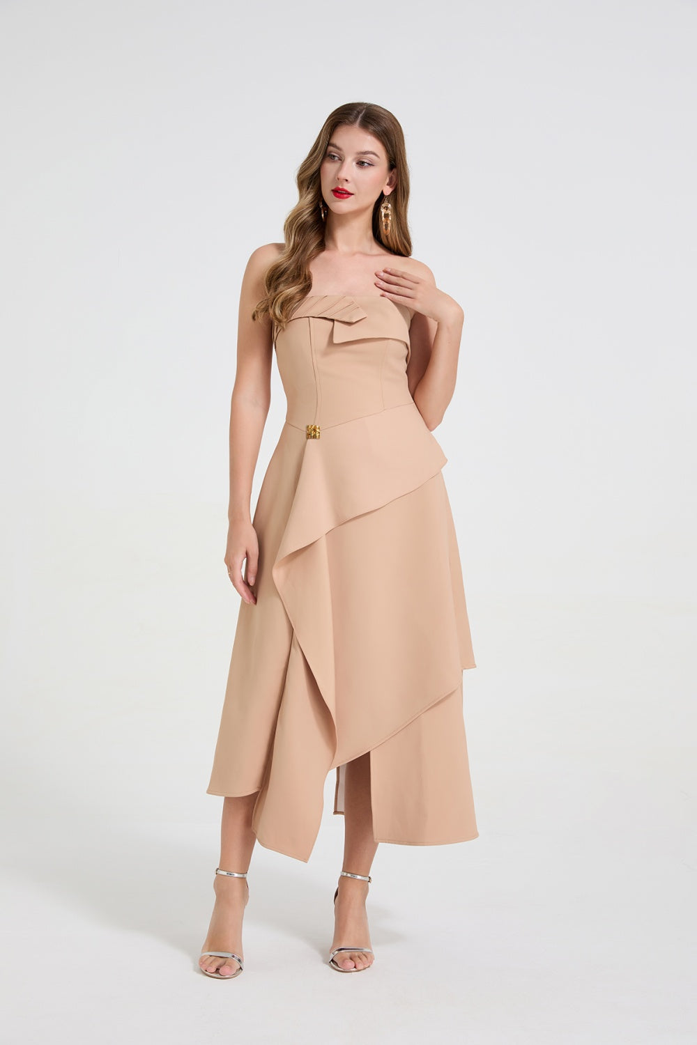 CM-DY060397 Women Elegant European Style Wrapped Sleeveless High Waist Midi Dress (Available in 2 colors)