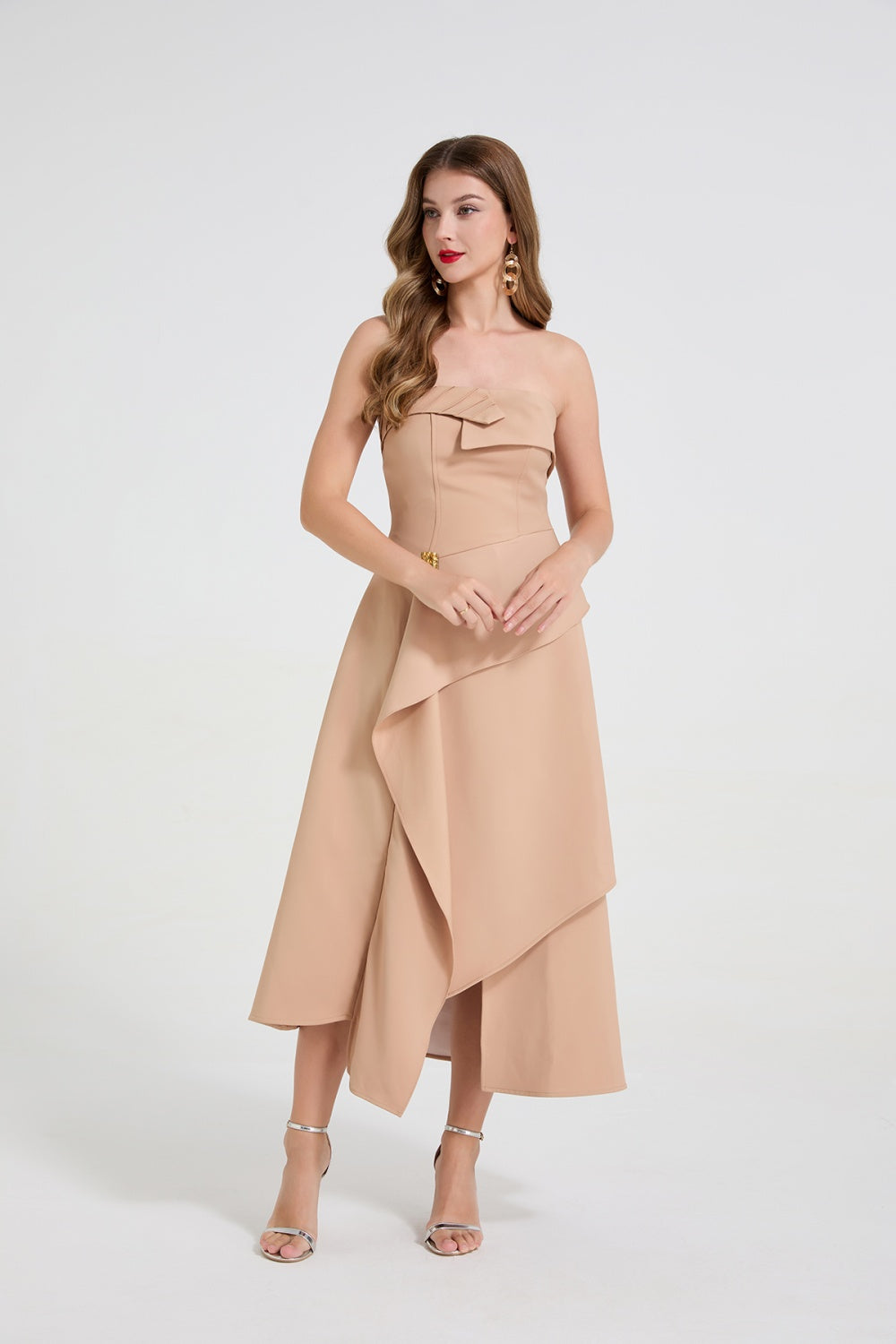 CM-DY060397 Women Elegant European Style Wrapped Sleeveless High Waist Midi Dress (Available in 2 colors)
