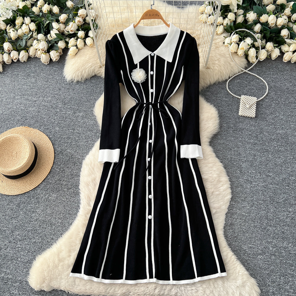 CM-DY061292 Women Casual Seoul Style Collar Neckline Long Sleeve Maxi Dress (Available in 3 colors)