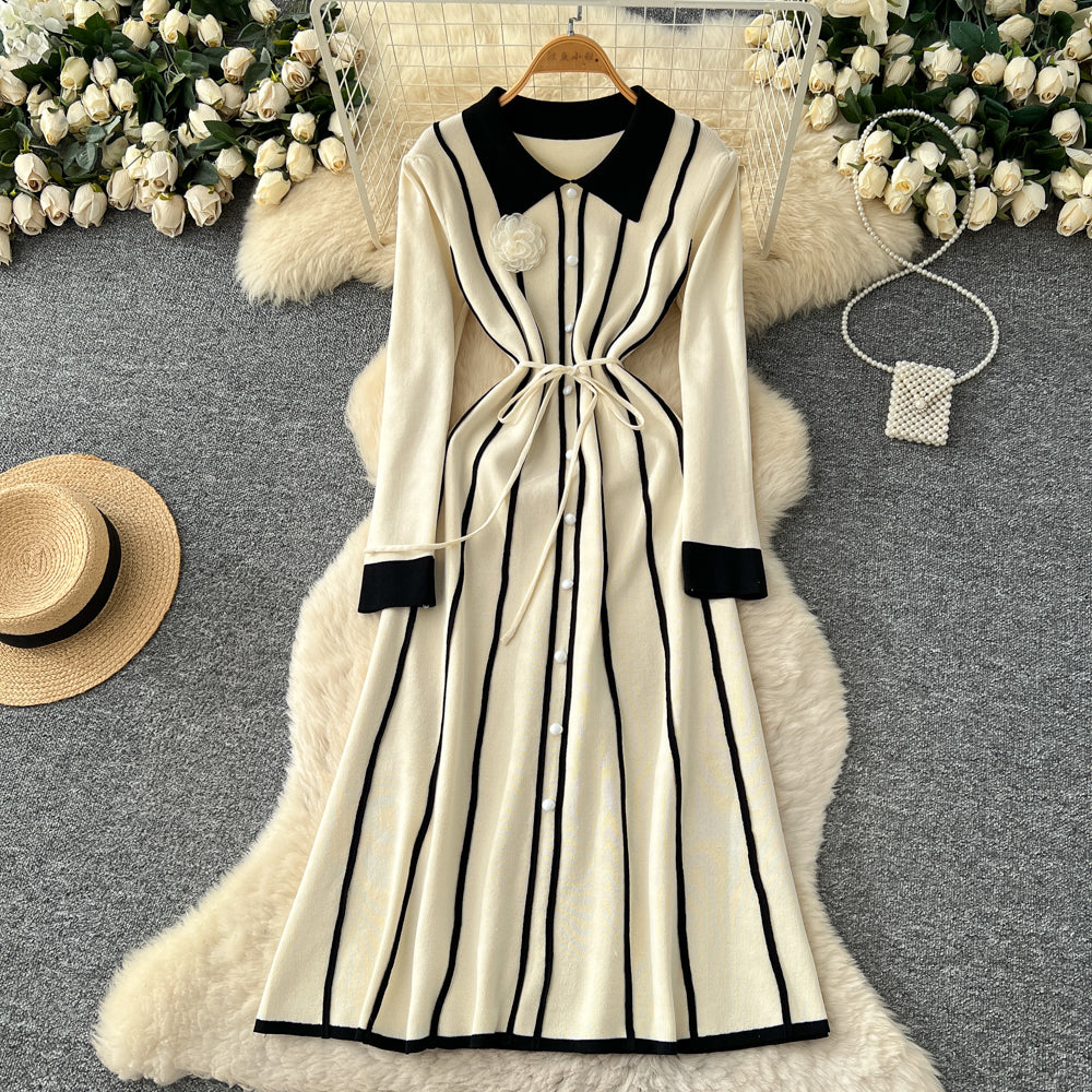 CM-DY061292 Women Casual Seoul Style Collar Neckline Long Sleeve Maxi Dress (Available in 3 colors)