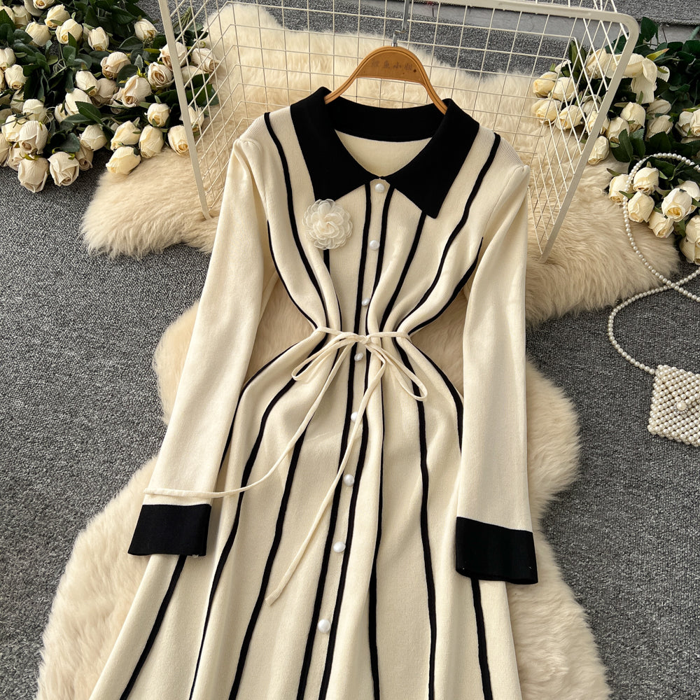 CM-DY061292 Women Casual Seoul Style Collar Neckline Long Sleeve Maxi Dress (Available in 3 colors)