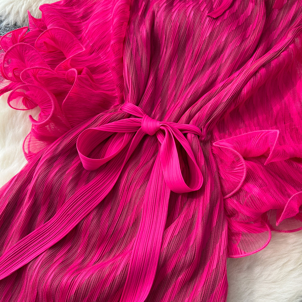 CM-DY062888 Women Elegant European Style Stand Collar Trumpet Sleeves Long Dress (Available in 6 colors)