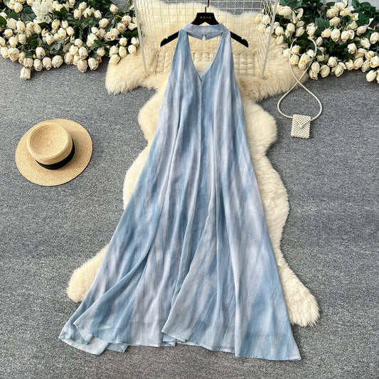 CM-DY065437 Women Elegant European Style V-Neck Sleeveless High Waist A-Line Maxi Dress (Available in 2 colors)