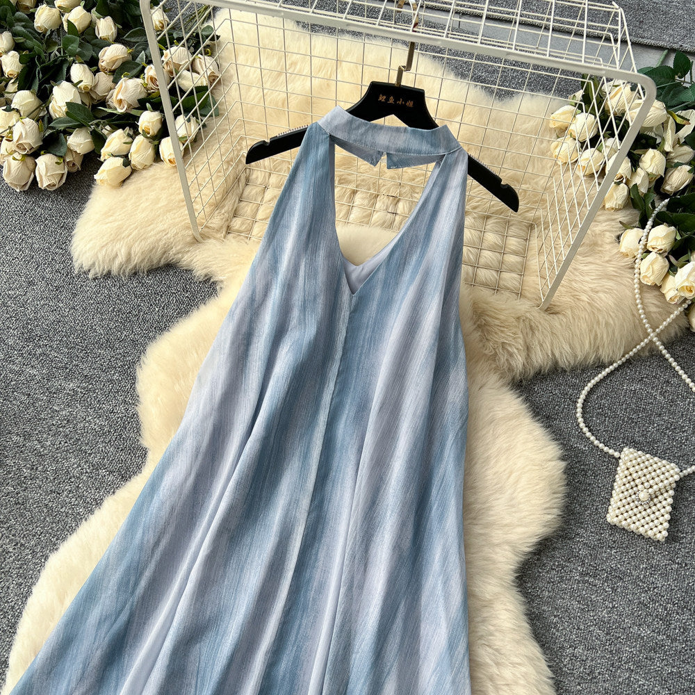 CM-DY065437 Women Elegant European Style V-Neck Sleeveless High Waist A-Line Maxi Dress (Available in 2 colors)