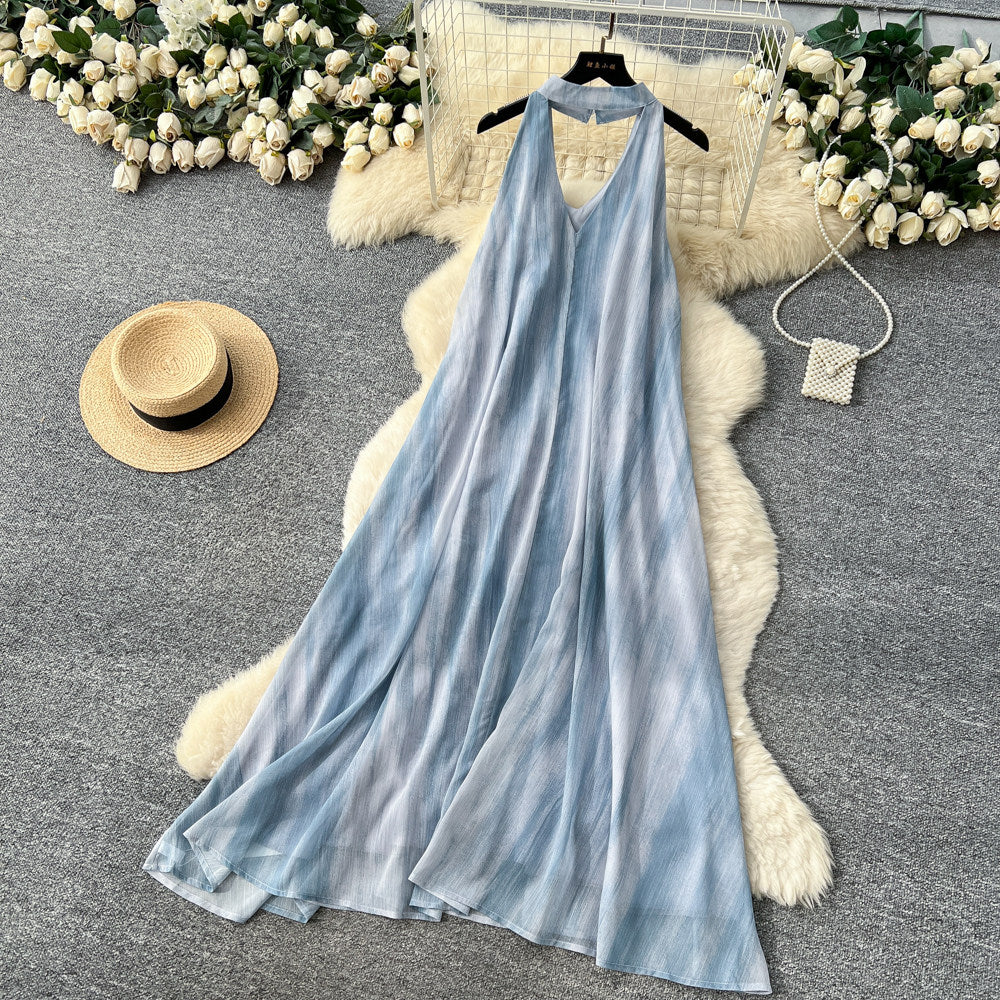 CM-DY065437 Women Elegant European Style V-Neck Sleeveless High Waist A-Line Maxi Dress (Available in 2 colors)