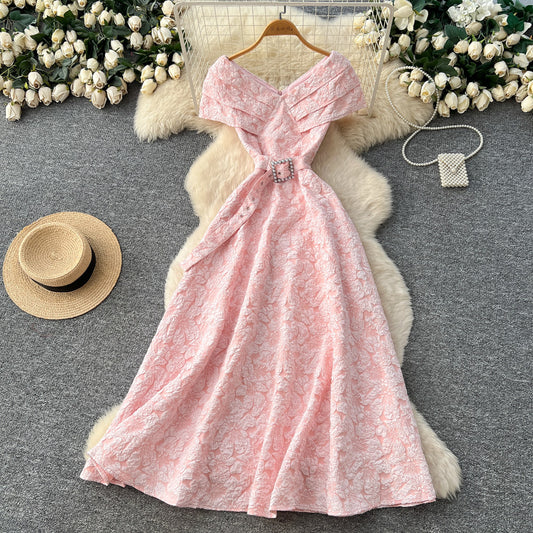 CM-DY067762 Women Elegant Seoul Style V-Neck Sleeveless High Waist Belted Long Dress (Available in 4 colors)