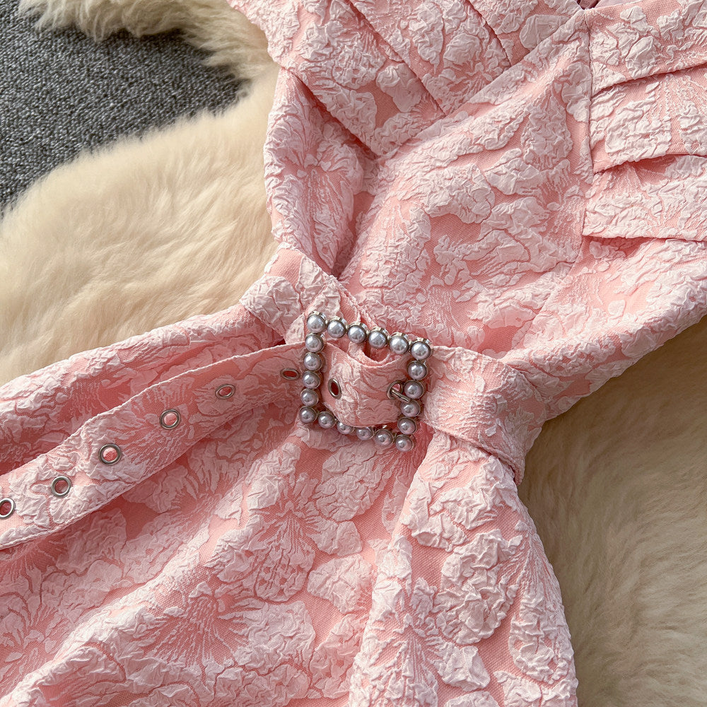 CM-DY067762 Women Elegant Seoul Style V-Neck Sleeveless High Waist Belted Long Dress (Available in 4 colors)