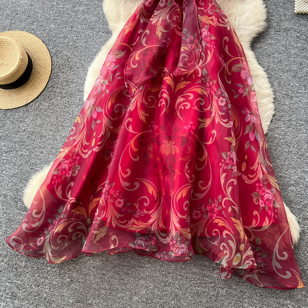 CM-DY067775 Women Elegant European Style Lapel Neckline Short Sleeve A-Line Long Dress (Available in 2 colors)