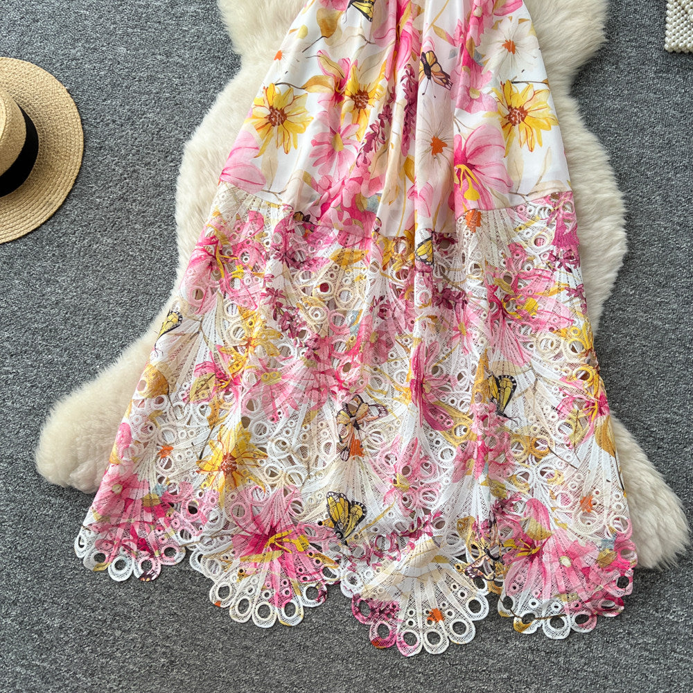 CM-DY067931 Women Elegant European Style V-Neck Short Sleeve A-Line Long Dress (Available in 3 colors)