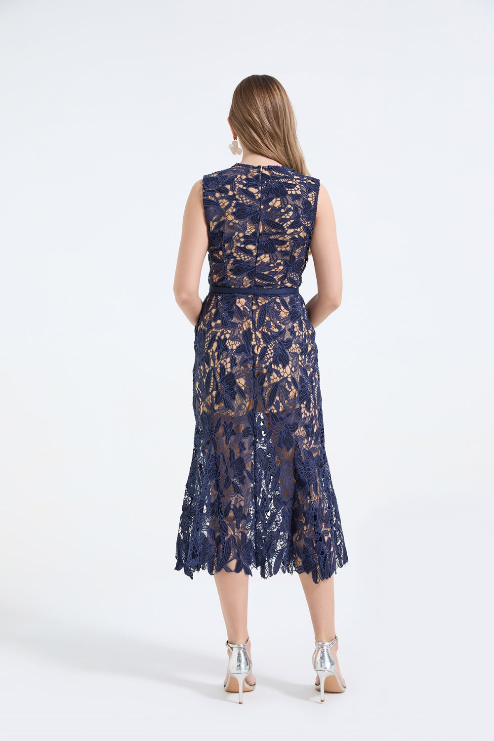 CM-DY068241 Women Elegant European Style Lace Round Neck Sleeveless High Waist Mermaid Dress (Available in 2 colors)