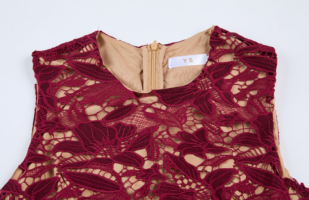 CM-DY068241 Women Elegant European Style Lace Round Neck Sleeveless High Waist Mermaid Dress (Available in 2 colors)