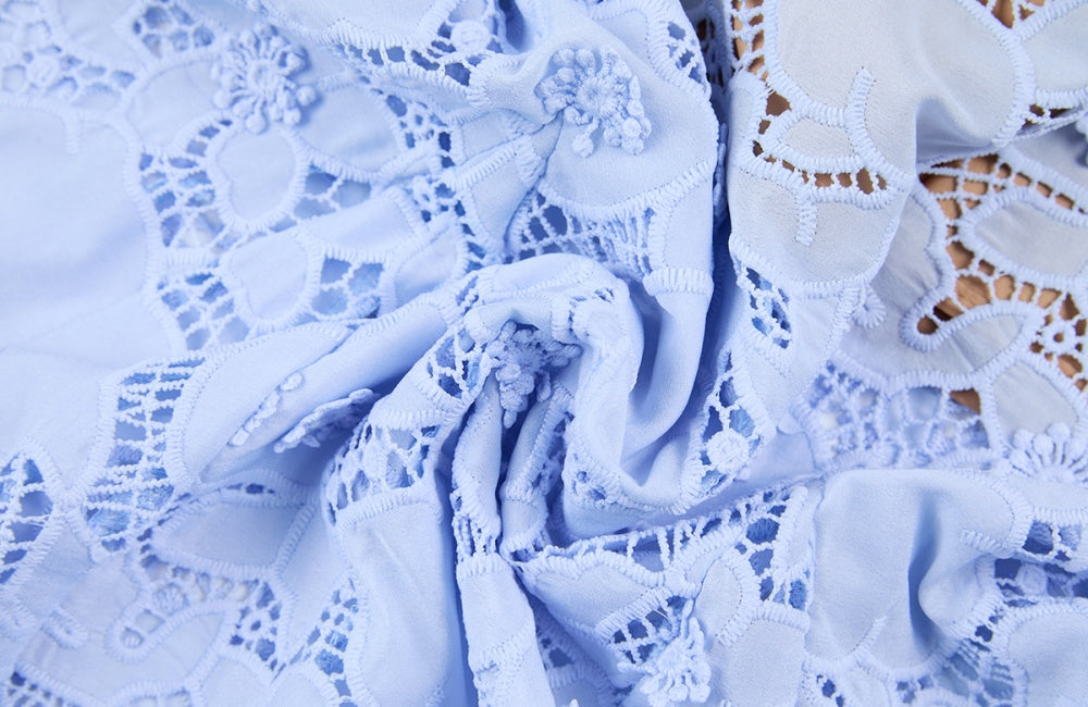 CM-DY068243 Women Elegant European Style Shirt Collar Cap Sleeve High Waist Lace Floral Fishtail Dress (Available in 3 colors)