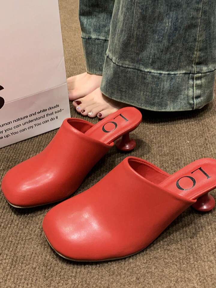 CM-SHE844194 Women Trendy Seoul Style Synthetic Slip On Round Toe Low-Heel Mules (Available in 4 colors)
