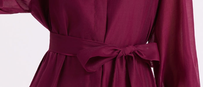 CM-DY070010 Women Elegant European Style Collar Neckline Long Sleeve Single-Breasted Maxi Dress - Purple