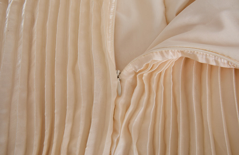 CM-DY071620 Women Elegant European Style Off The Shoulder Medium Waist Long Dress - Beige