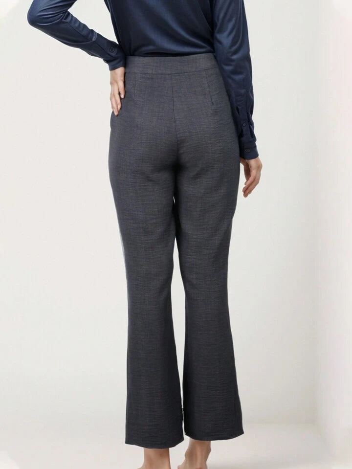 CM-BS156055 Women Casual Seoul Style Flared Straight Leg Pants - Gray