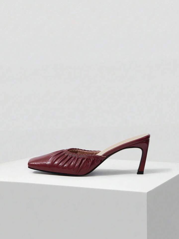 CM-SHS005740 Women Trendy Seoul Style Mid Heel Pointed Toe Pumps - Red