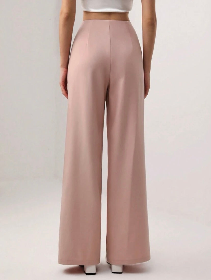 CM-BS309740 Women Elegant Seoul Style Button Front Flare Leg Suit Pants - Pink