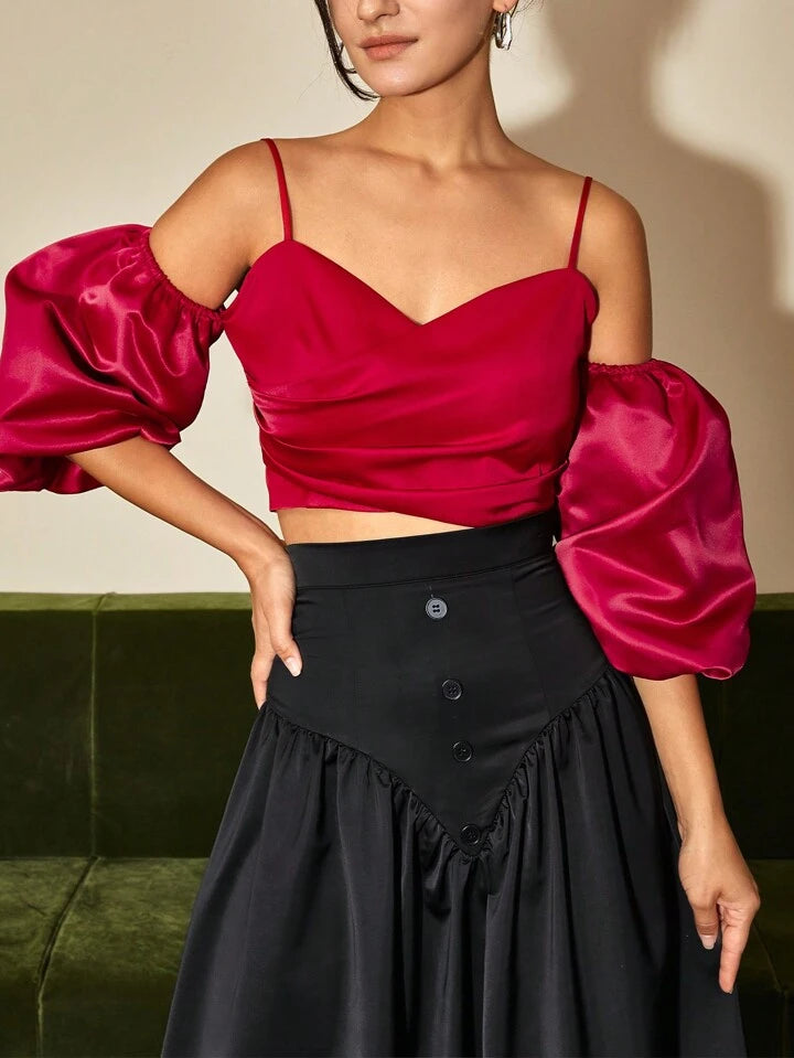CM-BS429159 Women Elegant Seoul Style Button Decor Simple Style Long Skirt - Black