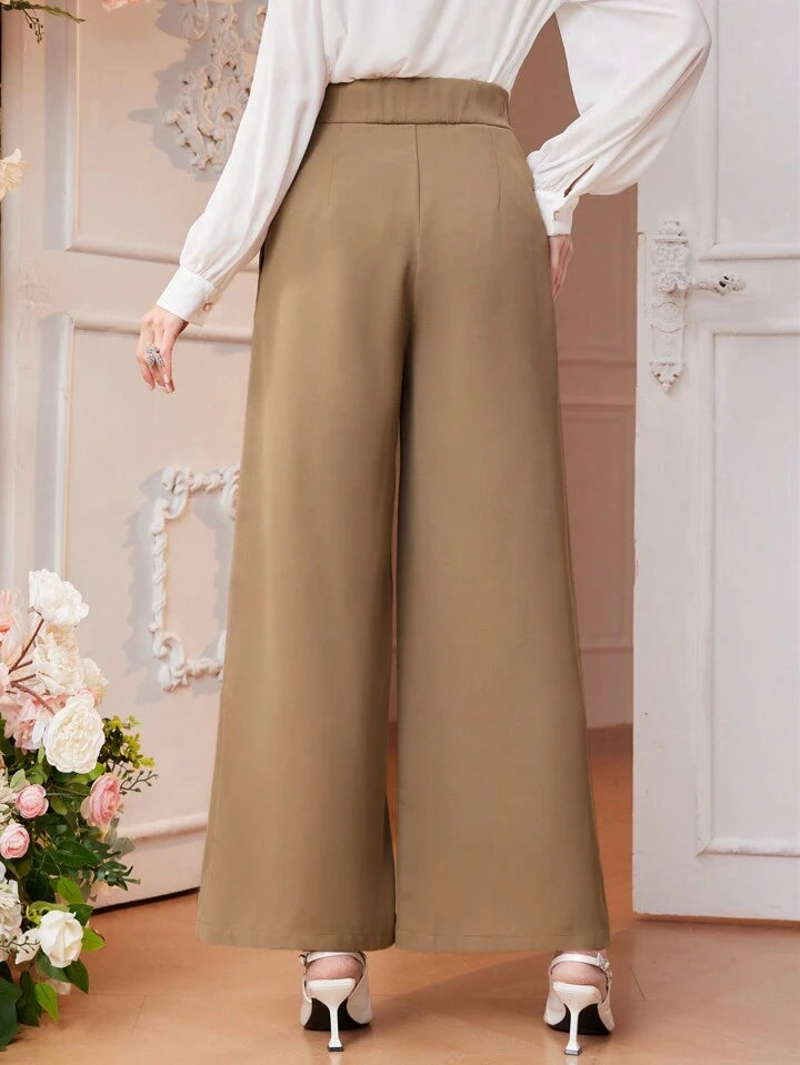 CM-BS078747 Women Elegant Seoul Style Ultra High Waist Solid Color Wide Leg Trousers