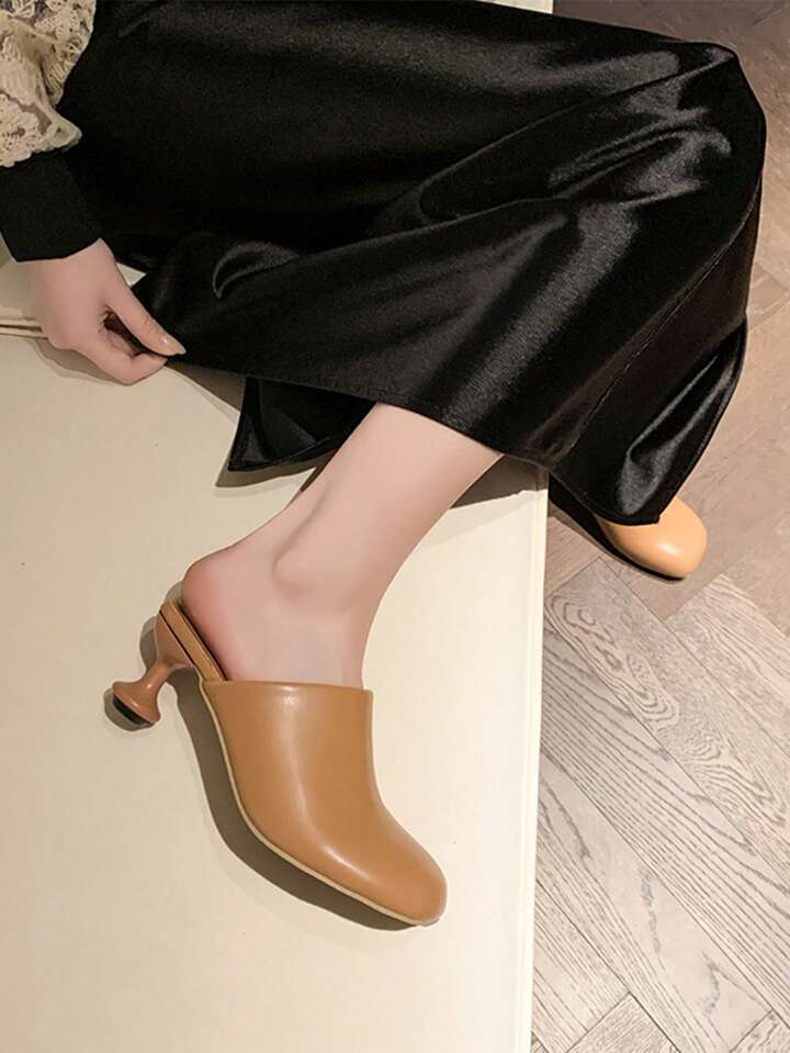 CM-SHE844194 Women Trendy Seoul Style Synthetic Slip On Round Toe Low-Heel Mules (Available in 4 colors)