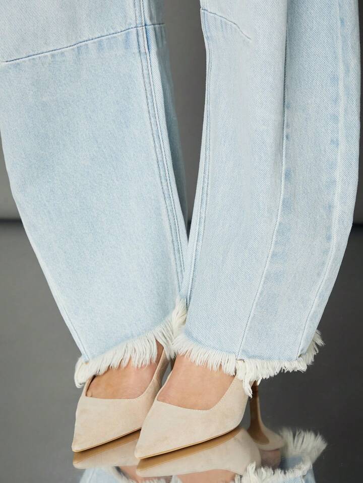 CM-BS643068 Women Casual Seoul Style Light Wash Baggy Barrel Leg Loose Jeans