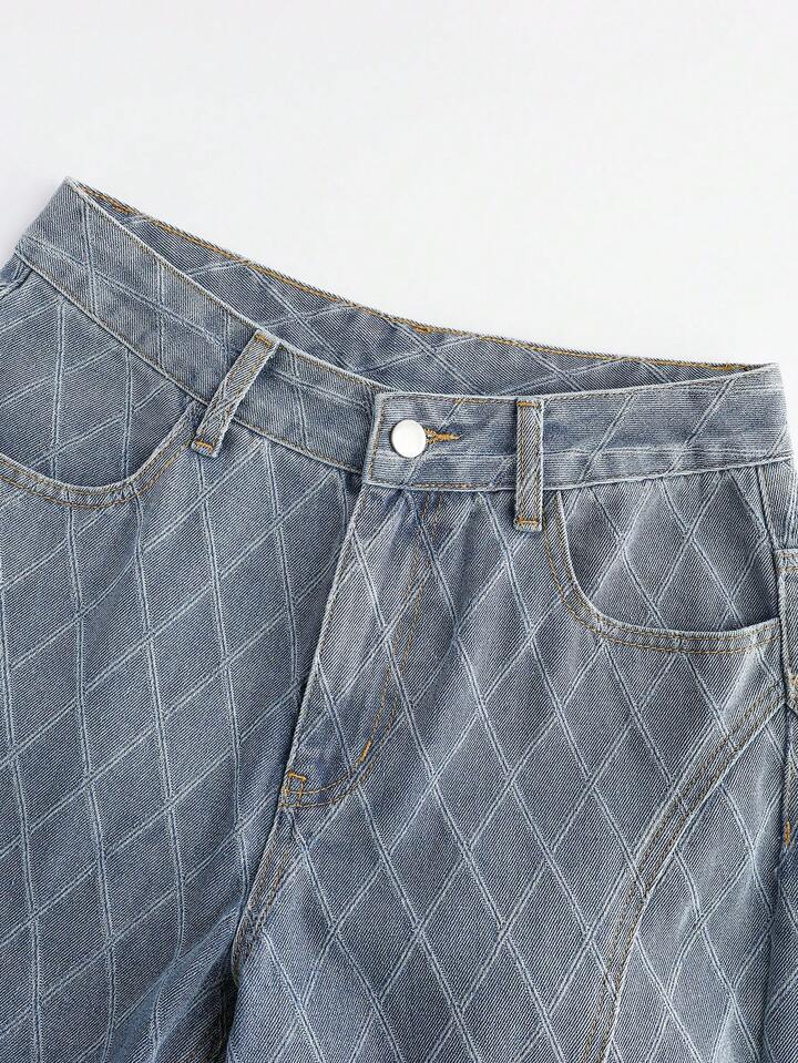 CM-BS778499 Women Casual Seoul Style Mid Waist Loose Fit Pocketed Wide Leg Jeans - Blue