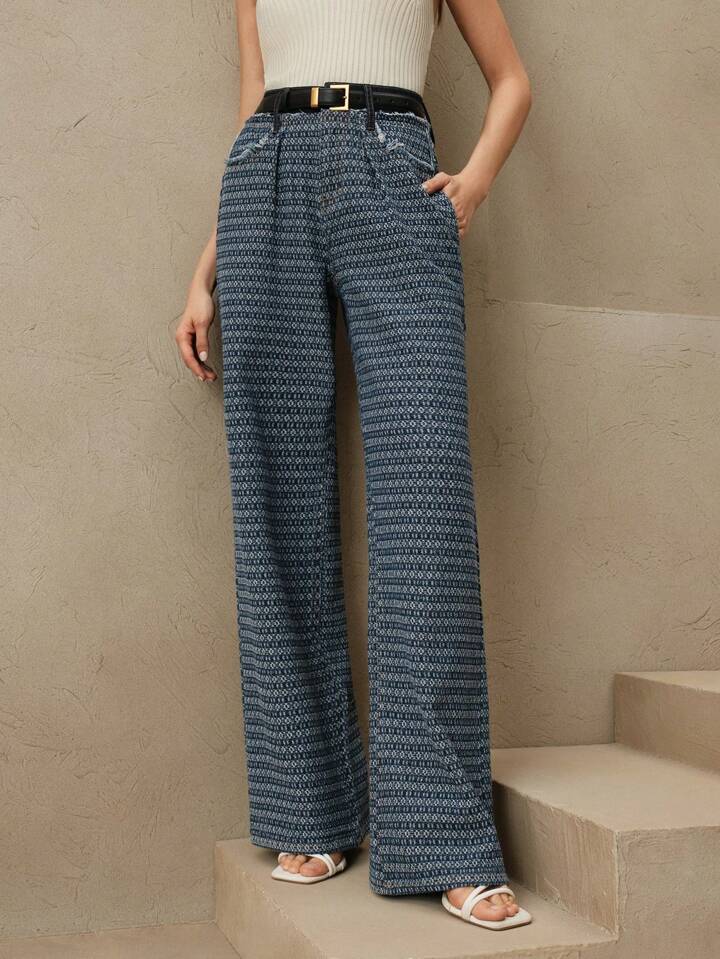 CM-BS334678 Women Casual Seoul Style Striped Pocket Straight Loose Denim Jeans - Baby Blue