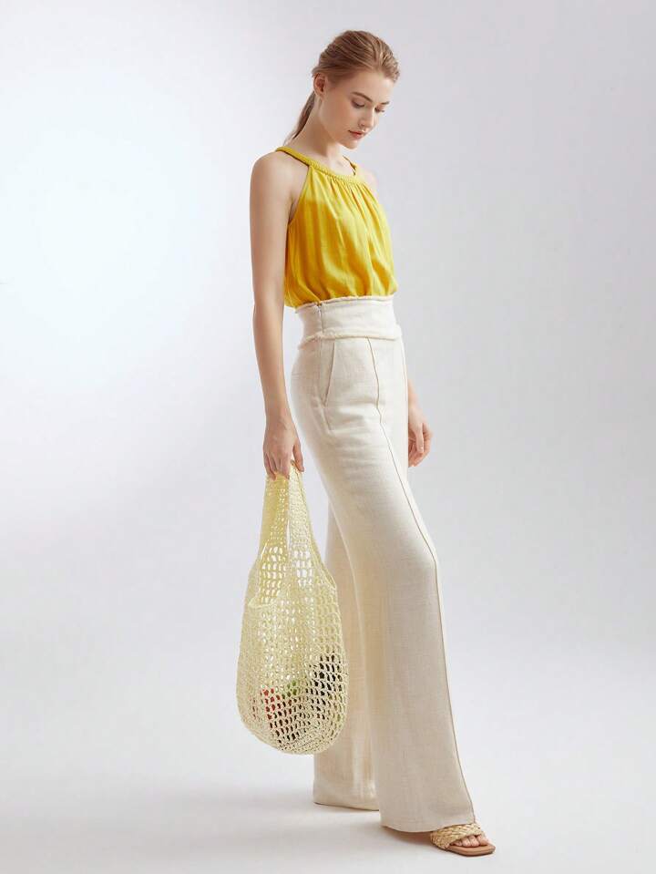 CM-BGS767660 Women Trendy Seoul Style Oversized Straw Tote Bag - White