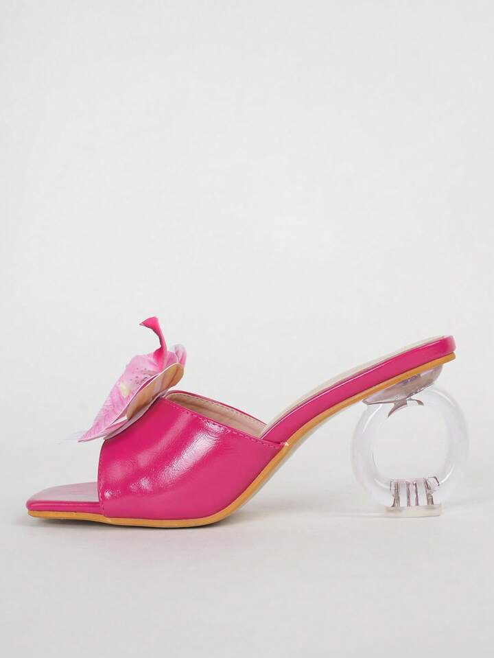 CM-SHS630652 Women Trendy Seoul Style High Heel Mules Square Toe Sandals - Hot Pink