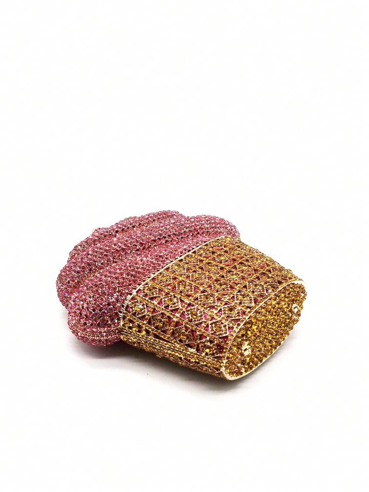 CM-BGS856614 Women Elegant Seoul Style Ice Cream Shaped Blingbling Rhinestone Novelty Clutch Purse
