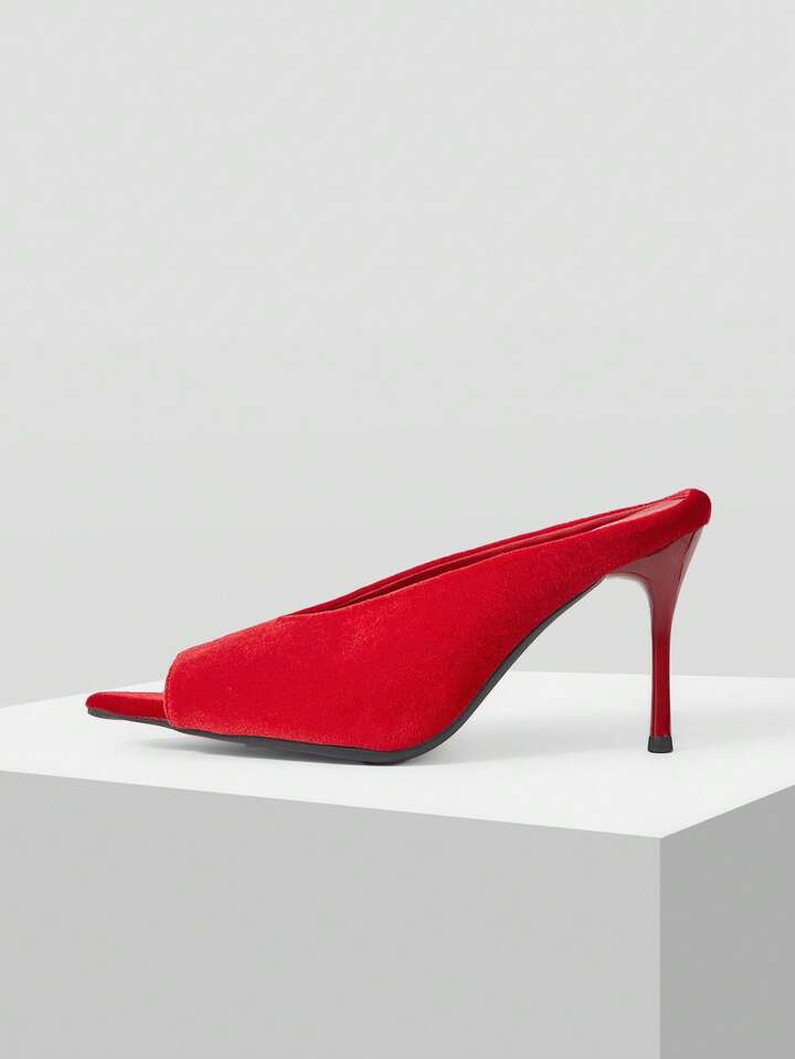 CM-SHS180250 Women Trendy Seoul Style Pointed Thin Heel High Open Toe Stiletto Sandals - Red