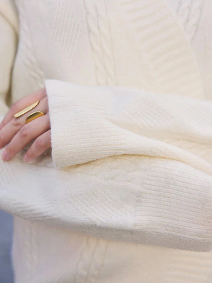 CM-CS539199 Women Casual Seoul Style V-Neck Drop Shoulder Long Sleeve Cardigan Sweater - Apricot